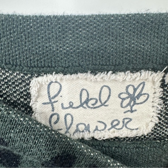 Field Flower Floral Sweater Tunic Long Sleeves Dark Blue Green White XS - Picture 3 of 7